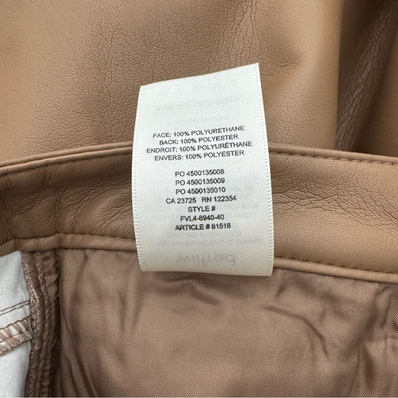 Aritzia Wilfred Constant Camel Faux Vegan Leather Pants SZ 12 Tall - Picture 7 of 16